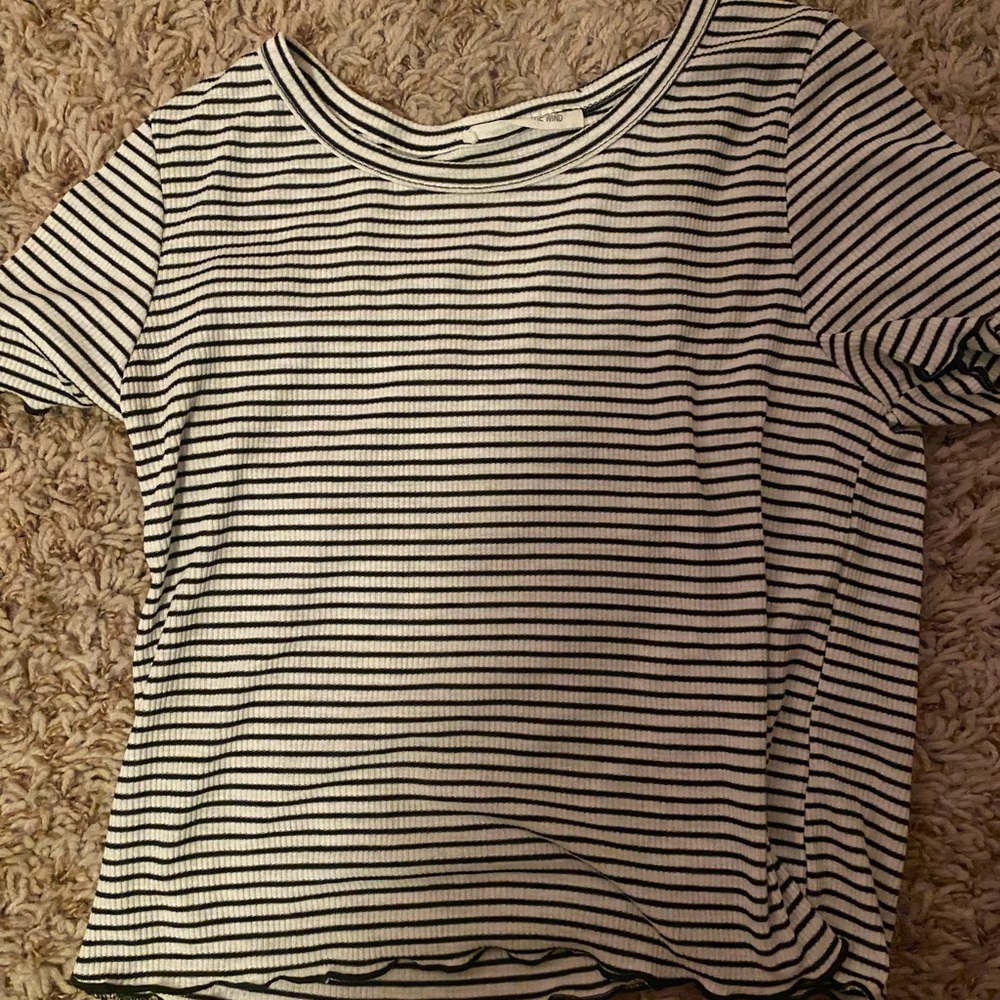 black and white striped crop top